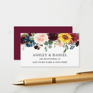 Elegante Waterverf Gemengde Bloemen Burgundy Regis Informatiekaartje