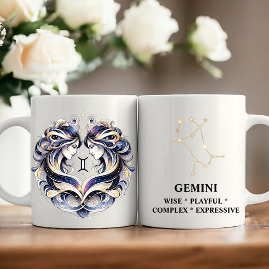 Elegante Waterverf Gemini Zodiac Custom Mok