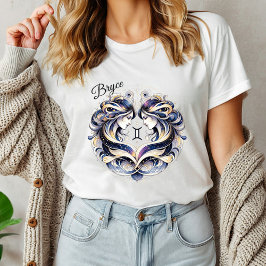 Elegante Waterverf Gemini Zodiac Custom T-shirt