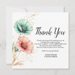 Elegante Waterverf Gender Reveal Dankjewel Card Bedankkaart
