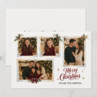 Elegante waterverf gezinsfoto kerstkaart kaart