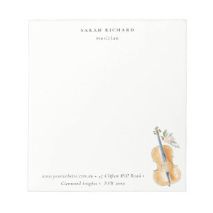 Elegante Waterverf Gitaar Muzikant Muziekleraar Notitieblok