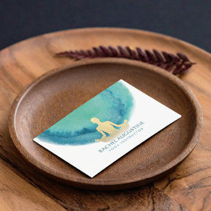 Elegante Waterverf Goud Meditatie Yoga Instructeur Visitekaartje