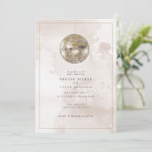 Elegante Waterverf Gouden Disco Ball Bruiloft Kaart (Staand voorkant)