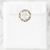 Elegante Waterverf gouden gebladerte kerst Ronde Sticker (Tas)