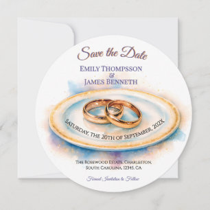 Elegante Waterverf Gouden Rozen Trouwringen Save The Date