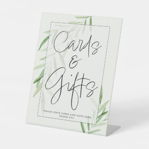 Elegante Waterverf Greenery Kaarten & Gift Sign Reclamebord Met Voetstuk