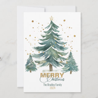 Elegante Waterverf grillige kerstboom Kaart