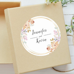 Elegante waterverf groen blad bruiloft cadeautje ronde sticker
