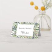 Elegante Waterverf groen bruiloft plaats kaarten (Voorkant)