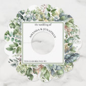 Elegante Waterverf groen bruiloft wijnglas Label (Voorkant)