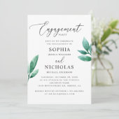 Elegante waterverf groen verlovingsfeest kaart (Staand voorkant)