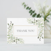 Elegante waterverf groene begrafenisgedicht bedankkaart (Staand voorkant)