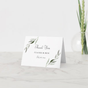 Elegante Waterverf Groene Blad Bruiloft Bedankt