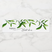 Elegante Waterverf Groene Bladeren Bruidsdouche Waterfles Etiket (Enkel label)
