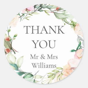 Elegante waterverf groene bloemen ronde sticker