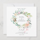 Elegante Waterverf Groene Bloemige Bruiloft Kaart (Voorkant)