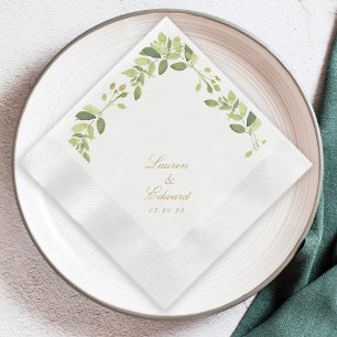 Elegante Waterverf Groene Huwelijk Servet
