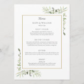 Elegante Waterverf Groene Huwelijksdiner Menu (Voorkant)