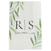 Elegante waterverf groene monogram initialen medium cadeauzakje (Achterkant)