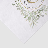 Elegante Waterverf Groene Monogram Naam Tissuepapier (Detail)