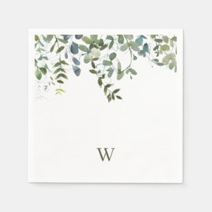 Elegante waterverf groene monogram servet