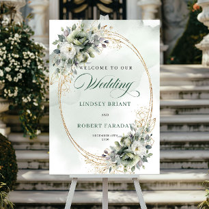 Elegante Waterverf Groene Welkomstposter Poster