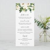 Elegante Waterverf- Groene Witte Bloemen Bruiloft Menu (Staand voorkant)