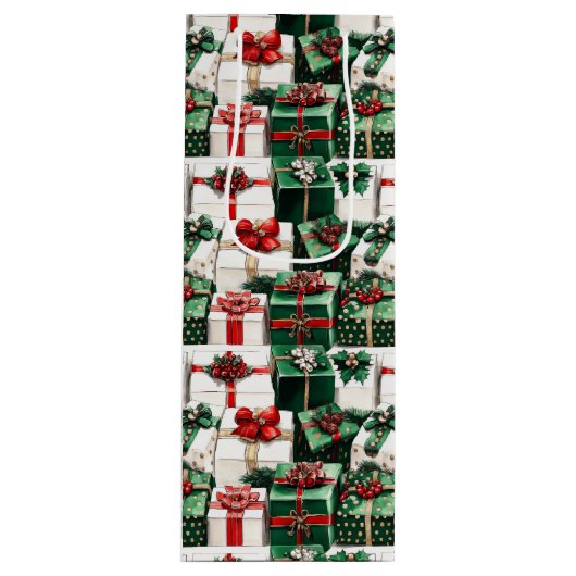 Elegante Waterverf groene witte kerstcadeaus Wijn Cadeautas (Voorkant)