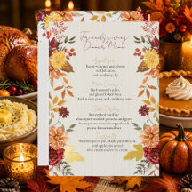 Elegante Waterverf Herfst Bloemendiner Menu