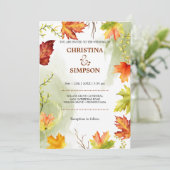 Elegante Waterverf herfst foto bruiloft Kaart (Staand voorkant)