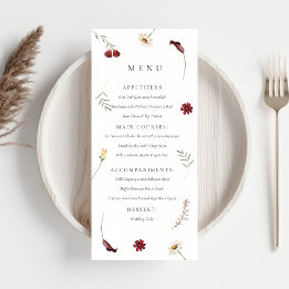 Elegante Waterverf Herfst Herfst Wildflower Weddin Menu