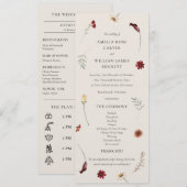 Elegante Waterverf Herfst Herfst Wildflower Weddin Programma (Voorkant / Achterkant)