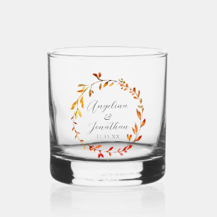 Elegante Waterverf herfstbladeren aangepaste bruil Whisky Glas
