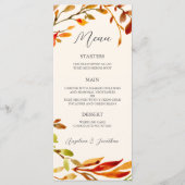 Elegante Waterverf herfstbladeren trouwdiner Menu (Voorkant)