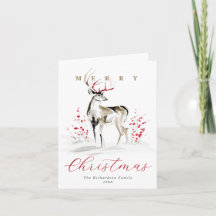 Elegante Waterverf Herten & Rode Bessen Kerstmis