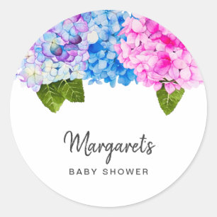 Elegante Waterverf Hydrangea Flowers   BABY SHOWER Ronde Sticker