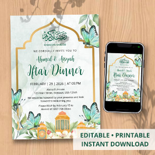 Elegante waterverf Iftar Ramadan diner uitnodiging