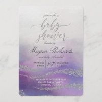 Elegante Waterverf in Orchidee Baby shower Invitat