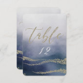 Elegante Waterverf in Surf Bruidstafel Nummer Kaart (Voorkant / Achterkant)