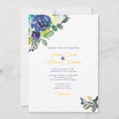Elegante Waterverf Indigo Blue Rozen bruiloft Kaart (Voorkant)