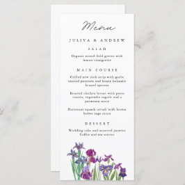 Elegante waterverf Iris bloem Wedding Menu kaart
