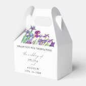 Elegante waterverf Iris bloemenscript bruiloft Bedankdoosjes (Voorkant Zijde)