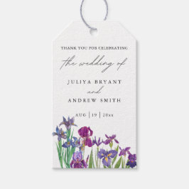 Elegante waterverf Iris bloemenscript bruiloft Cadeaulabel