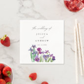 Elegante waterverf Iris bloemenscript bruiloft Servet (Insitu)