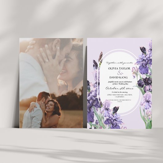 Elegante Waterverf Iris Wedding Kaart