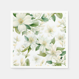 Elegante Waterverf Jasmine Flowers Servet