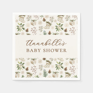 Elegante Waterverf kerst of winter Baby shower Servet