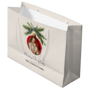 Elegante Waterverf Kerst Ornament Familie Foto Groot Cadeauzakje