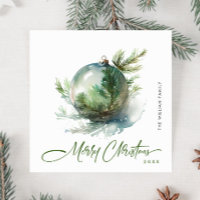 Elegante Waterverf Kerst Ornament Groet